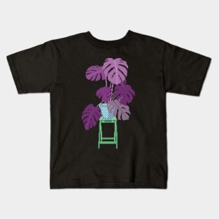 Monstera Plant Pixel art Kids T-Shirt